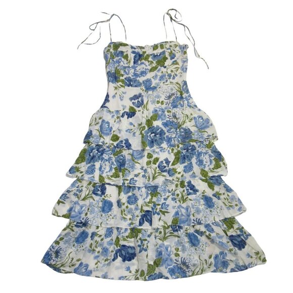 NWT Reformation Kesia in Lucca Floral Tie Strap Georgette Tiered Midi Dress 12 - Picture 3 of 9